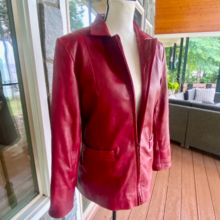Deep Red/Burgundy Vintage Leather Jacket! Appx A Size 68 **See Measurements